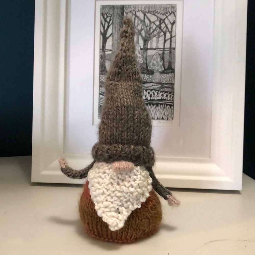 Hand Knit Harvest Gnome with posable arms